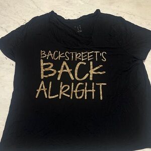 A new day- Black T-Shirt with Backstreet’s Back Alright Gold Text size XXlarge
